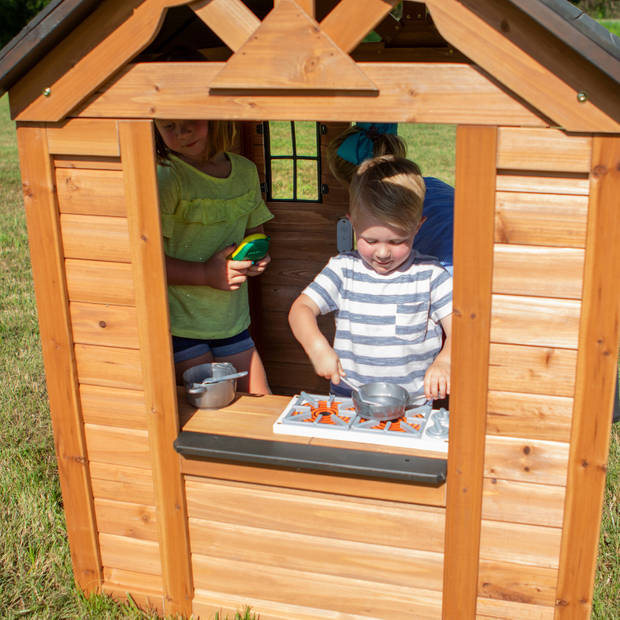 Backyard Discovery Sweetwater speelhuis hout in Bruin & Grijs Speelhuisje voor buiten in de tuin