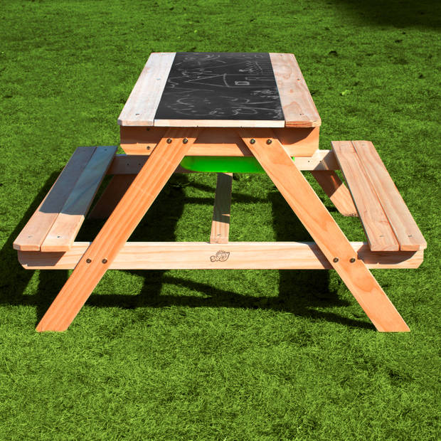 Sunny Dual Top 2.0 Picknicktafel / Zandtafel / Watertafel voor kinderen met krijtbord Multifunctionele Picknick tafel