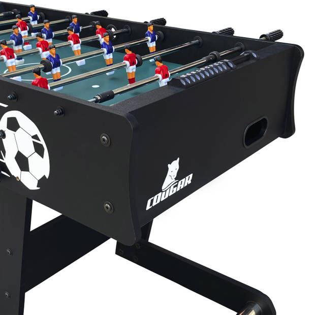 Cougar Scorpion Kick TS voetbaltafel opklapbaar in zwart Tafelvoetbal tafel incl. 2 ballen en scoreteller