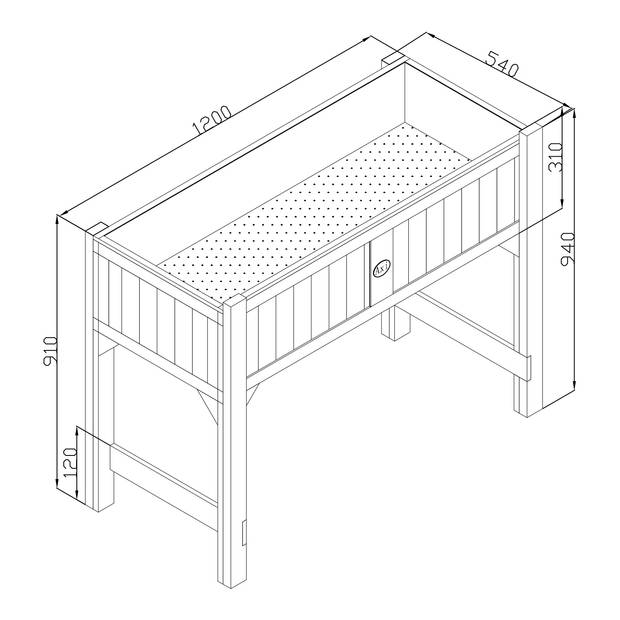 AXI kweektafel van hout met gronddoek Moestuintafel / moestuinbak voor buiten / tuin / balkon / terras / kas