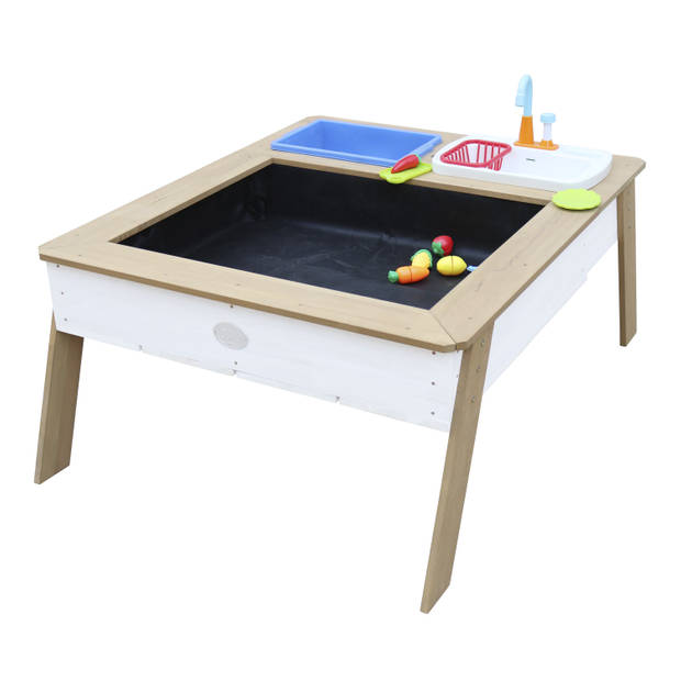 AXI Linda Zand & Watertafel van hout met speelkeuken & wastafel Zandtafel voor kinderen in bruin & wit