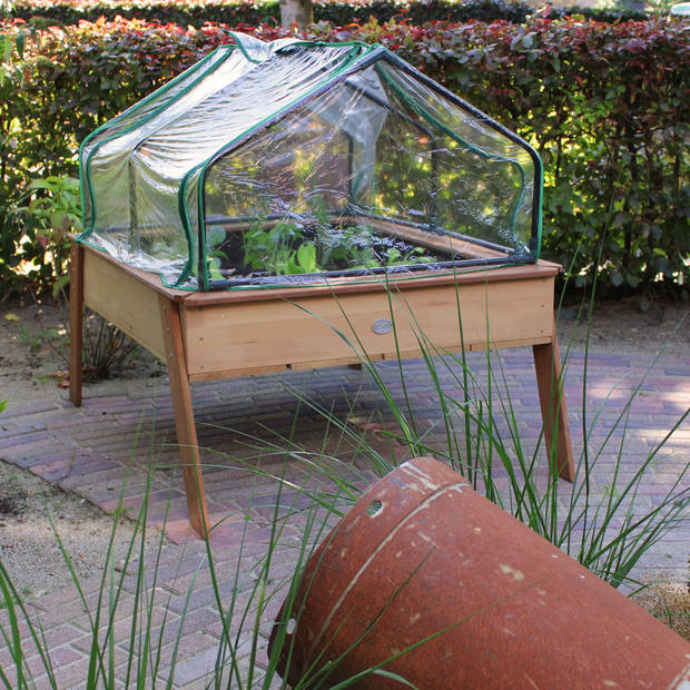 AXI Linda zandtafel / kweektafel / moestuinbak met gronddoek & broeikas Kweektafel voor tuin / balkon / terras in