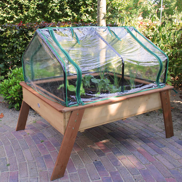 AXI Linda zandtafel / kweektafel / moestuinbak met gronddoek & broeikas Kweektafel voor tuin / balkon / terras in