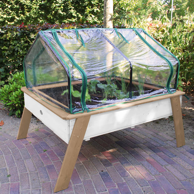 AXI Linda zandtafel / kweektafel / moestuinbak met gronddoek & broeikaas Kweektafel voor tuin / balkon / terras in