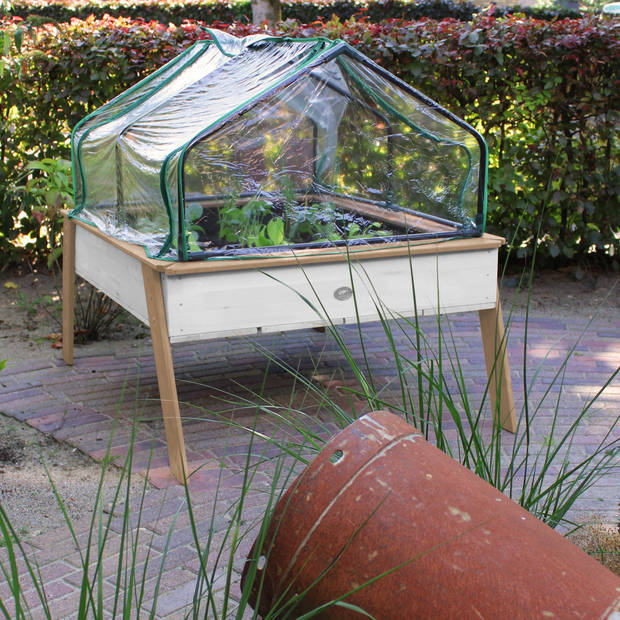 AXI Linda zandtafel / kweektafel / moestuinbak met gronddoek & broeikaas Kweektafel voor tuin / balkon / terras in