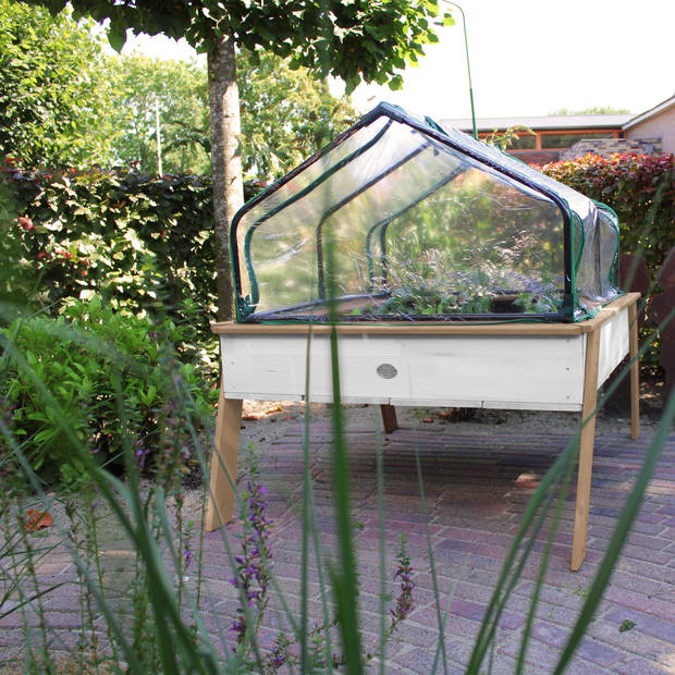 AXI Linda zandtafel / kweektafel / moestuinbak met gronddoek & broeikaas Kweektafel voor tuin / balkon / terras in