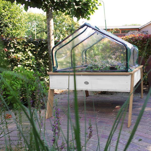 AXI Linda zandtafel / kweektafel / moestuinbak met gronddoek & broeikaas Kweektafel voor tuin / balkon / terras in