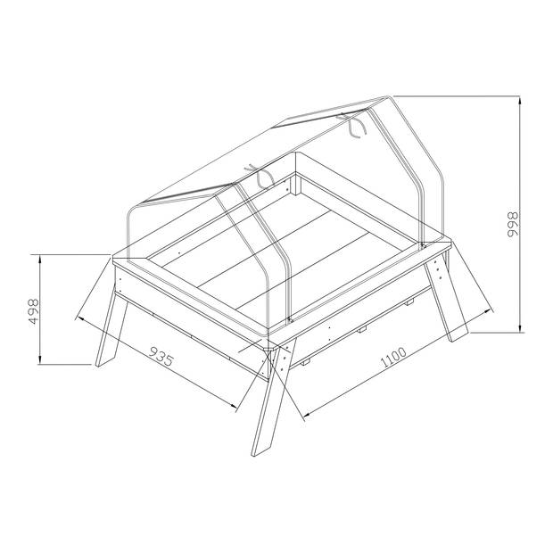 AXI Linda zandtafel / kweektafel / moestuinbak met gronddoek & broeikaas Kweektafel voor tuin / balkon / terras in