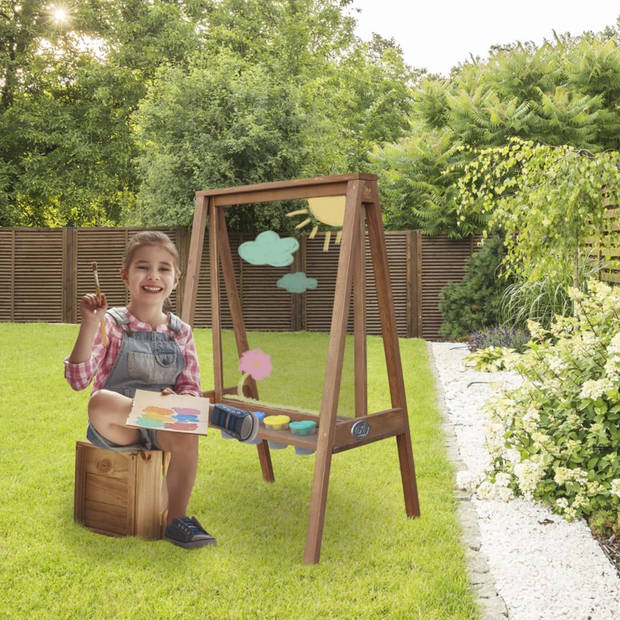 AXI Eric schildersezel van hout voor kinderen Schildertafel kind voor binnen & buiten met doek van plexiglas & 4