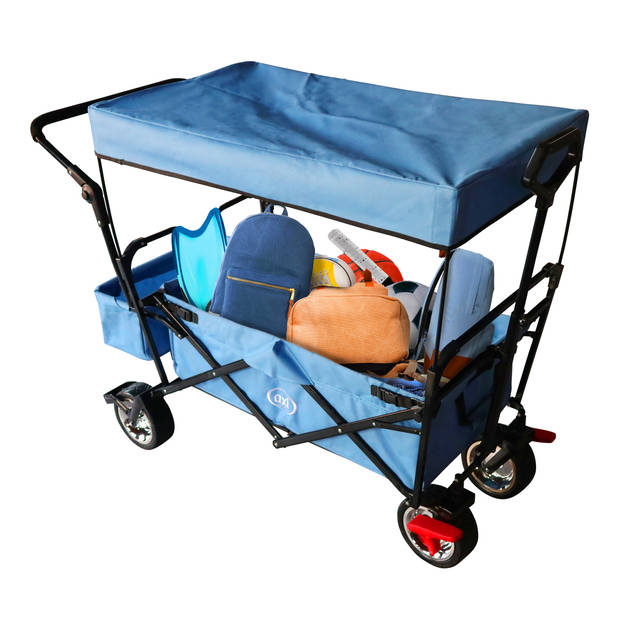 AXI AB210 Opvouwbare Bolderwagen / Vouwwagen met dak, tas, rem en duwstang Blauw - Metaal