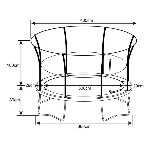 AXI Denver Trampoline met ladder & veiligheidsnet Ø 366 cm Zwart Onground trampoline op palen voor kinderen