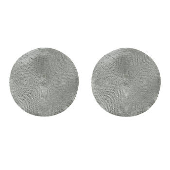 6x stuks ronde placemats zilver 38 cm van kunststof - Placemats