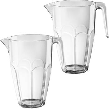 2x Bier pitcher/schenkkan van onbreekbaar transparant kunststof - Schenkkannen