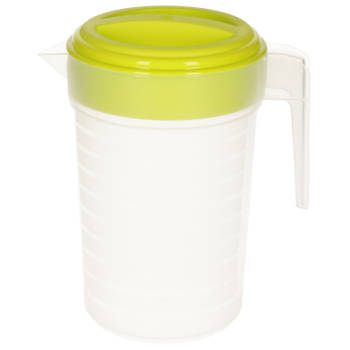 Waterkan/sapkan transparant/groen met deksel 1 liter kunststof - Schenkkannen
