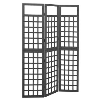 vidaXL Kamerscherm/trellis met 3 panelen 121x180 cm vurenhout zwart
