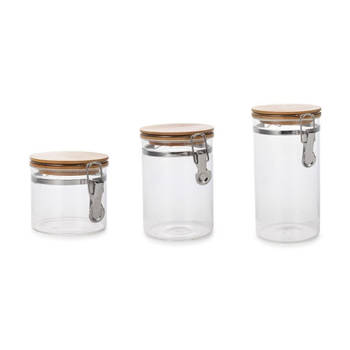 Set van 3x stuks glazen voorraadpotten/voorraadbussen met beugelsluiting 1800ml - 1300ml - 800ml - Voorraadpot