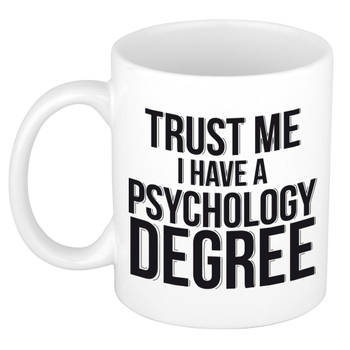 Trust me Psychology degree kado mok / beker wit - Psychologie geslaagd / afstudeer cadeau - feest mokken