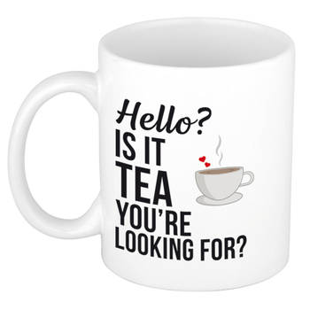 Hello Is it tea you're looking for cadeau koffiemok / theebeker wit 300 ml - feest mokken