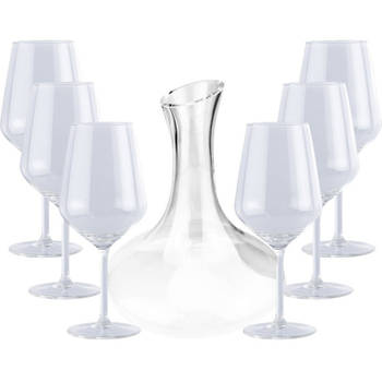 Glazen decanter karaf 1,8 liter incl 6 wijnglazen - Decanteerkaraf