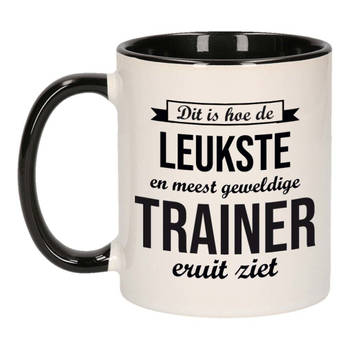 Leukste en meest geweldige trainer cadeau koffiemok / theebeker wit en zwart 300 ml - feest mokken