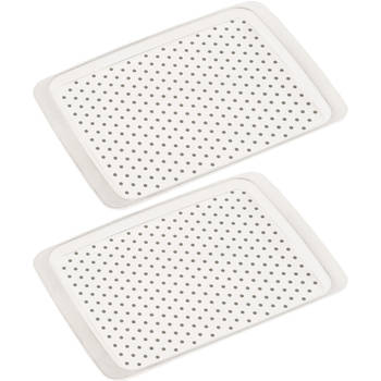 2x Witte dienbladen met anti-slip afwerking 26 x 35 cm - Dienbladen