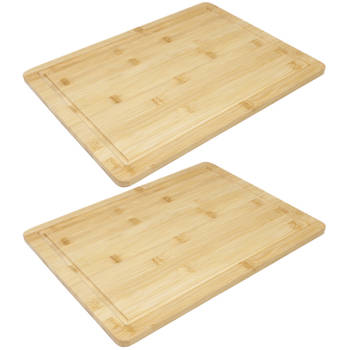 Set van 2x stuks bamboe broodplank/serveerplank/snijplank rechthoek 40 x 30 cm - Serveerplanken