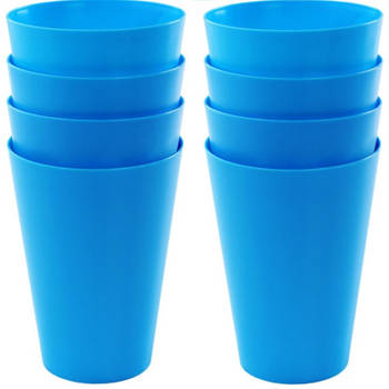 8x drinkbekers van kunststof 430 ml in het blauw - Drinkbekers