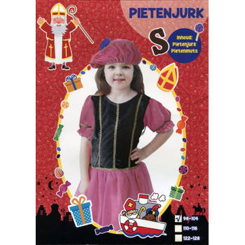 Pietenjurk met Pietenmuts - Kind – Meisjes - maat 98-104 – Roze / Zwart