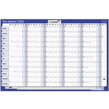 Jaarplanner 2025 - Horizontaal Gelamineerd 90 X 60 cm