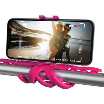 Celly telefoonhouder Flexible Squiddy 8,5 cm siliconen roze