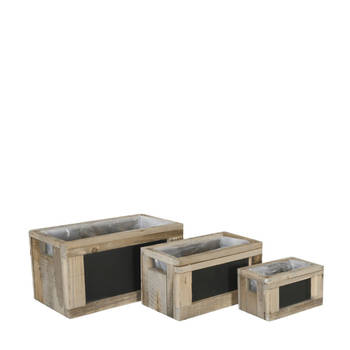 DKNC - Plantenbak Ariana - Hout - 40x22x20,5 - Set van 3 - Bruin