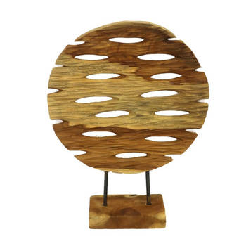 DKNC - Ornament Toulouse - Teak hout - 28x10x40 cm - Bruin