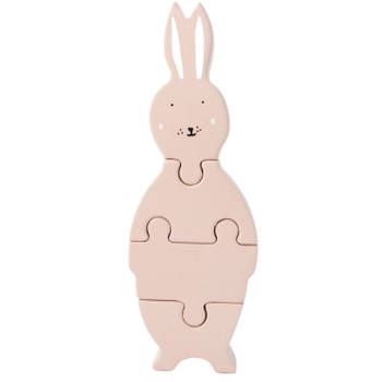 Trixie blokpuzzel Mrs. Rabbit 18 x 11 cm hout zachtroze 4 stuks