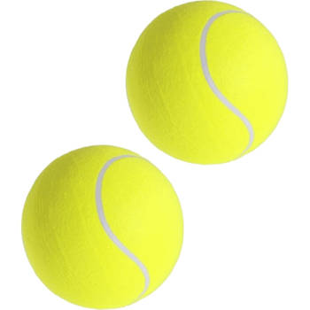 2x Grote tennisballen XXL 22 cm buitenspeelgoed - Tennisballen