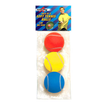 Set van 3x stuks gekleurde soft foam tennisballen 7 cm - Tennisballen