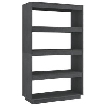 vidaXL Boekenkast/kamerscherm 80x35x135 cm massief grenenhout grijs