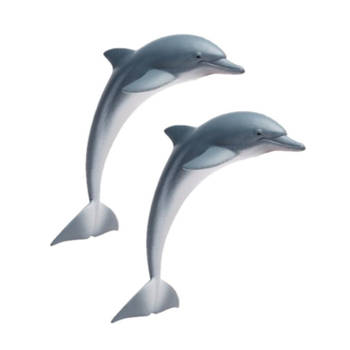 2x stuks plastic speelgoed figuur dolfijn 11 cm - Speelfiguren