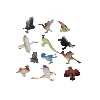 12x kunststof speelgoed dieren / vogels 5-10 cm - Speelfigurenset
