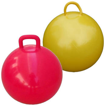 2x stuks skippyballen voor kinderen geel/rood 60 cm - Skippyballen
