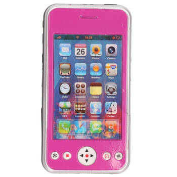 Roze speelgoed smartphone/mobiele telefoon met licht en geluid 11 cm - Speelgoedtelefoons