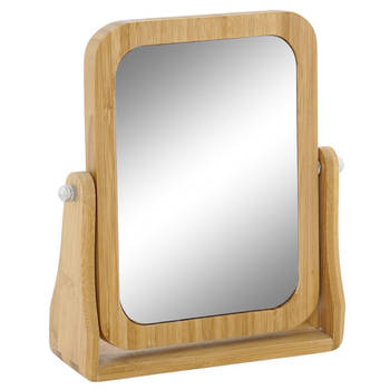 Badkamerspiegel / make-up spiegel bamboe hout 22 x 6 x 22 - Make-up spiegeltjes