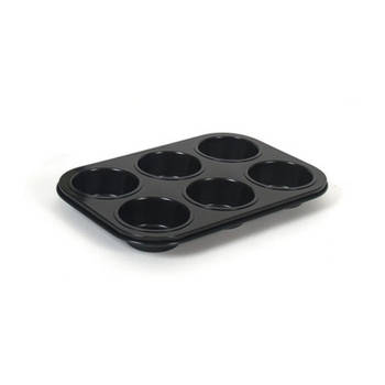 Muffin bakvorm/bakblik rechthoek 27 x 19 x 3 cm zwart - Muffinvormen / cupcakevormen