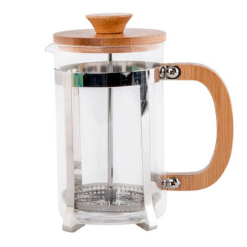 Cafetiere French Press koffiezetter bamboe 600 ml - Cafetiere