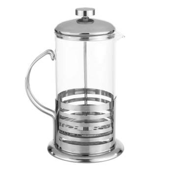 French press koffie/thee maker/cafetiere glas/RVS 1liter - Cafetiere