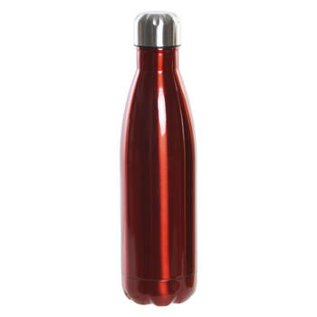RVS thermos waterfles/drinkfles rood met schroefdop 500 ml - Thermosflessen