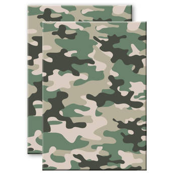 Set van 2x stuks camouflage/legerprint wiskunde schrift/notitieboek groen ruitjes 10 mm A4 formaat - Notitieboek