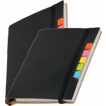 Pakket van 2x stuks schoolschriften/notitieboeken A6 gelinieerd zwart - Notitieboek