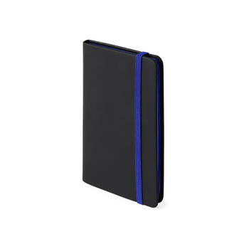 Notitieboekje met blauw elastiek pu-leer kaft 9 x 14 cm - Notitieboek