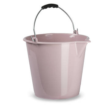Huishoud schoonmaak emmer kunststof oud roze 9 liter inhoud 30 x 26 cm - Emmers