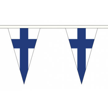 Luxe blauw met witte Finland vlaggenlijn 5 meter - landen accessoire - WK/EK - Vlaggenlijnen